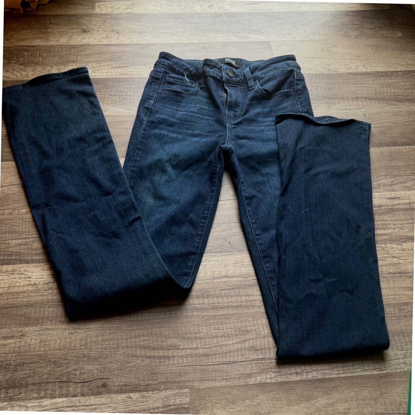 Paige Manhattan Bootcut Jeans Dark Indigo Blue Stretch Denim Size 25